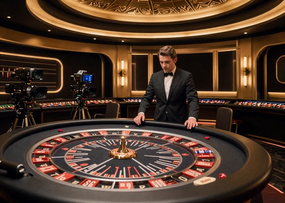 Dragonia Live Casino Studio mit professionellem Dealer am Roulette-Tisch