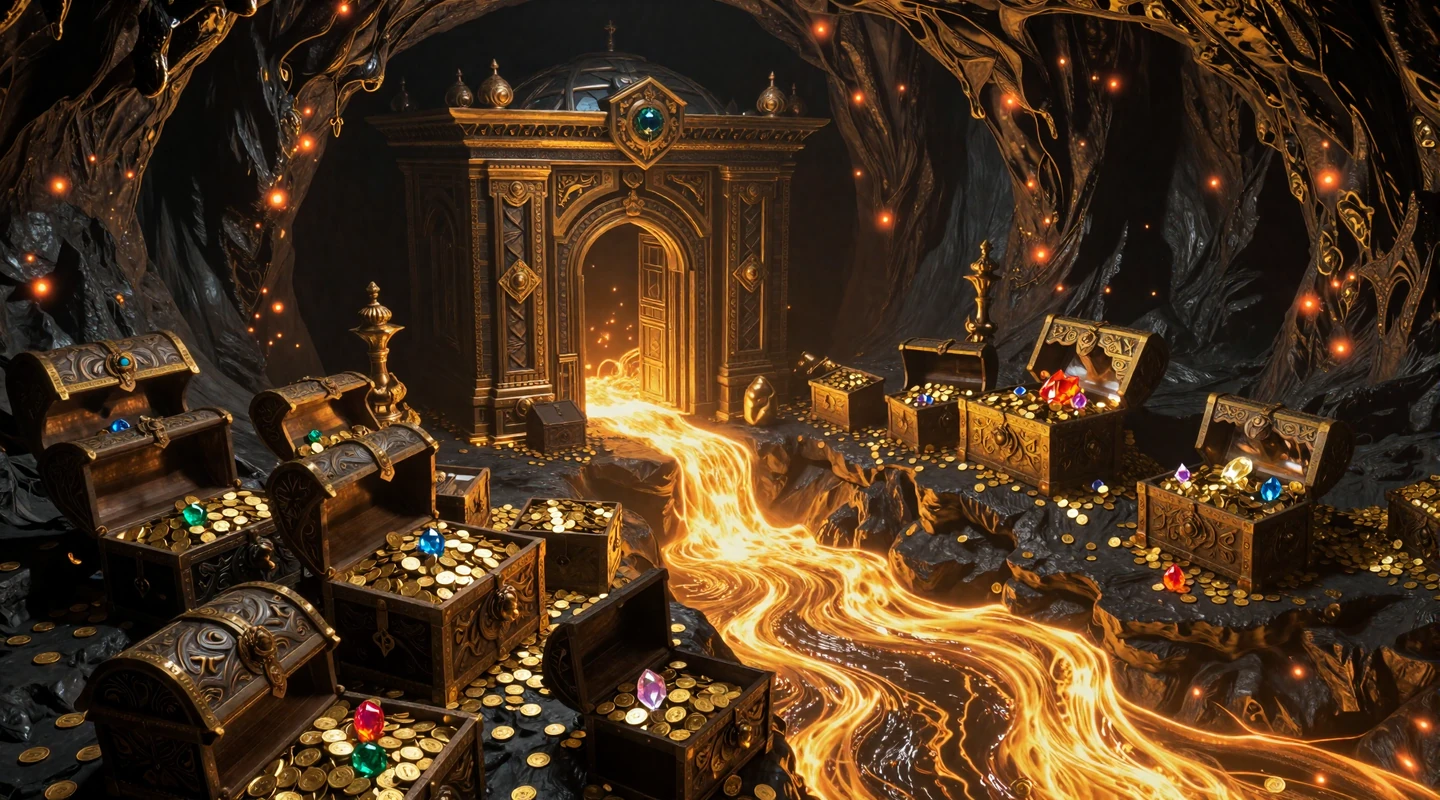 Dragonia Casino Schatzkammer mit goldenem Bonusschatz und Drachenhort